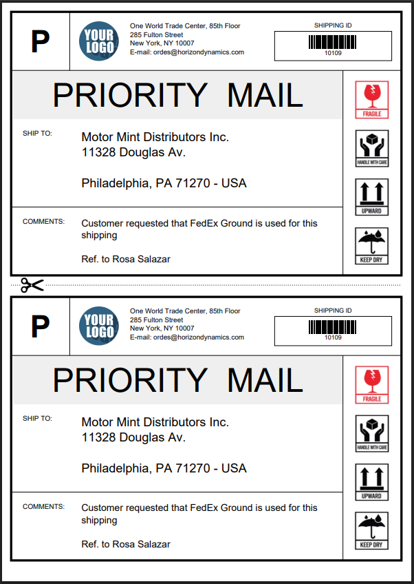Example 03 - Shipping double label based on data